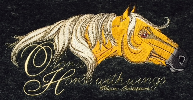 "O for a horse with wings" jacket back